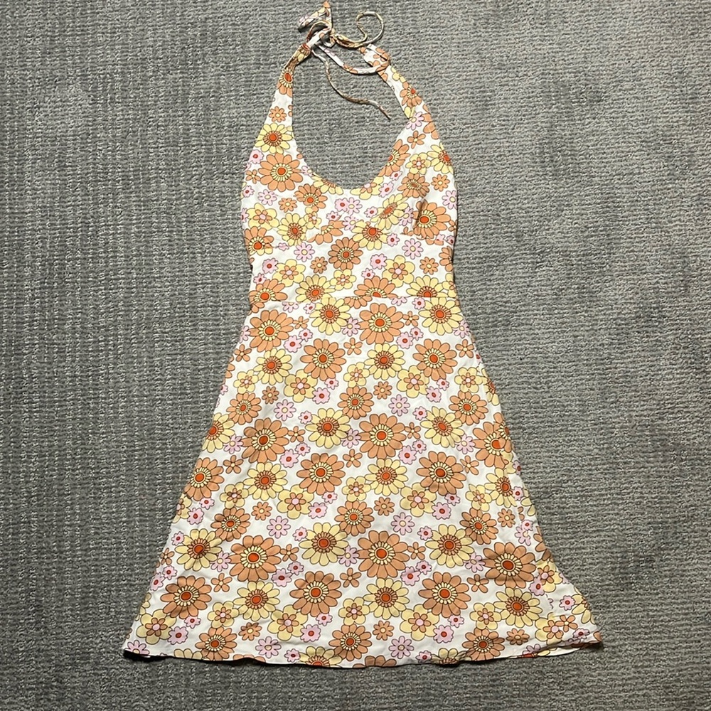 HOLLISTER Floral Groovy Halter Tie Summer Sun Dress NWT